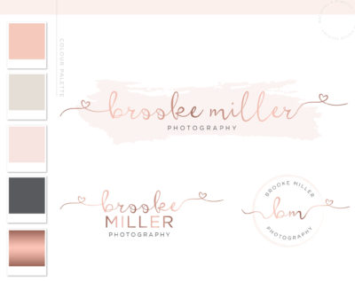 Heart font premade logo design with watercolor by Macarons and Mimosas