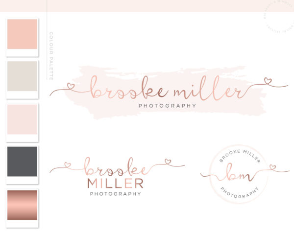 Pink gold Heart Logo Designs • Macarons and Mimosas