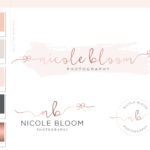 Rose Gold Bow Logo Design for Macarons and Mimosas
