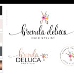 Hairstyle Scissor Logo with flowers for a Beauty or Salon by Macarons and Mimosas