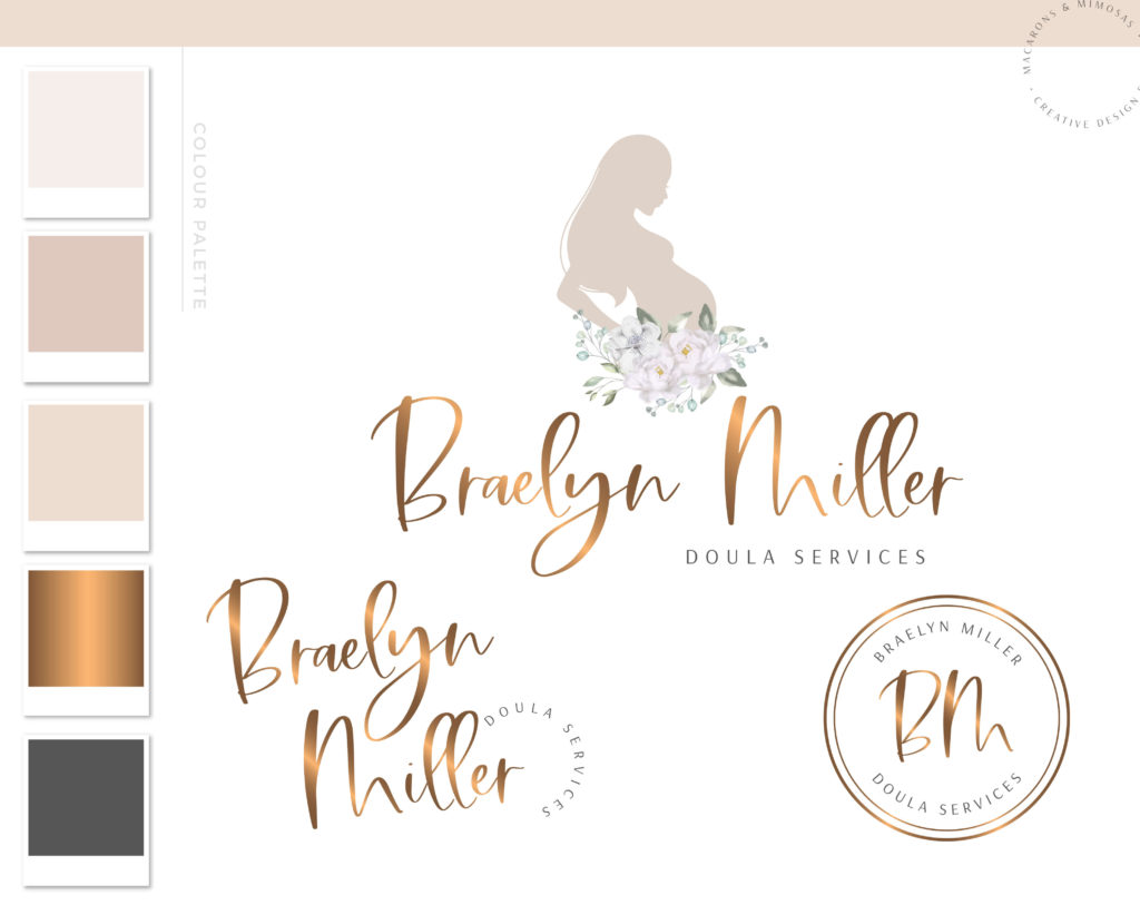 Floral Doula logo design • Macarons and Mimosas
