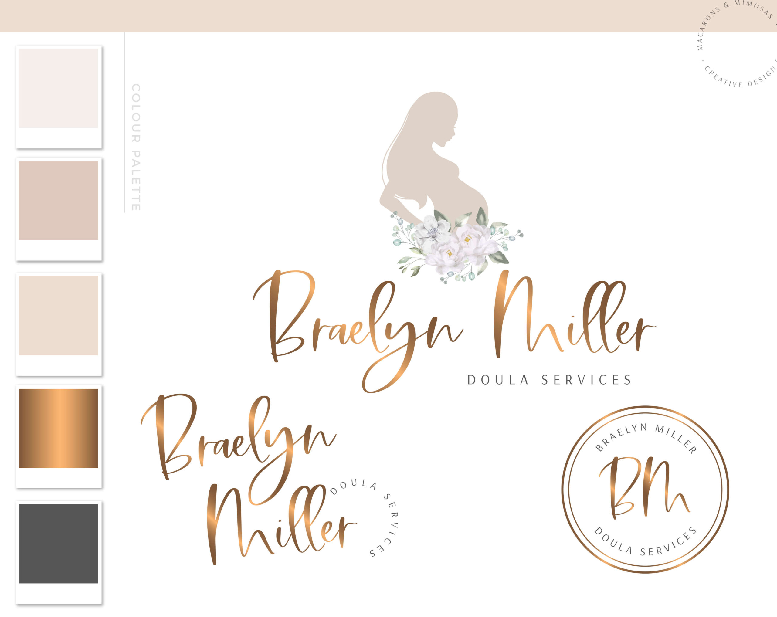 Doula logo, Floral Baby Birth Logo and Branding, Midwife Pregnancy Premade Branding Kit, Newborn Coaching and Maternity Watermark Package