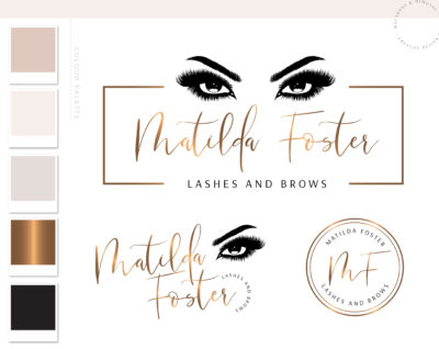 Lash Technician Logo Design, Eyelash Salon Branding Kit for Beauty Artists and Bloggers, Premade Eyelash Logo Template