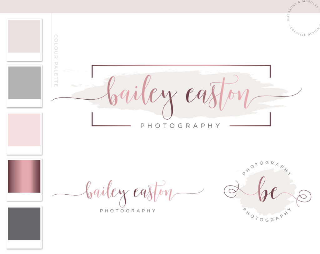 Watercolor MUA Logo design • Macarons and Mimosas