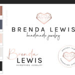 Heart Diamond Jewelry Logo, Jewel Logo Design, Boutique Branding kit, Luxury Necklace Branding Package, Photography Logo Watermark