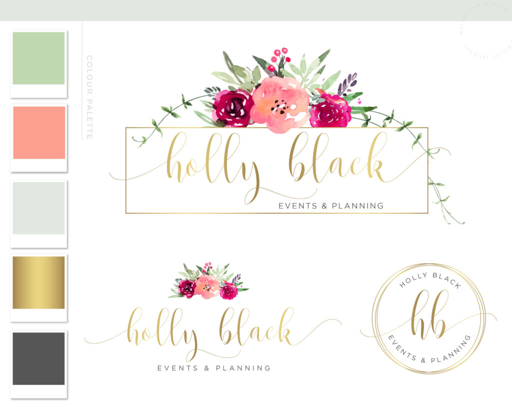 Floral Watercolor Logo Design • Macarons and Mimosas