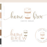 Coffee Logo Design, Coffee Bean Mug Logo Package, Cafe Coffee Cup Logo & Branding Kit, Premade Drink Coffee Logo Watermark for Social Media