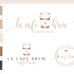 Coffee Logo Design, Cafe Coffee Cup Logo & Branding Kit, Heart Mug Logo Package, Premade Drink Coffee Logo Watermark for Social Media Blog