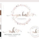 Heart Logo & Branding Kit, Rose Gold Photography Logo Design, Wedding Boutique Watermark Blog Set, Custom Star Watercolor Logo Package