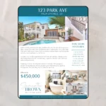 Editable just listed flyer template for real estate listings