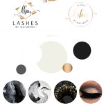 Gold and Black Logo Design, Beauty Logo for Lash Salon and Makeup Artist, Brow bar Glitter Branding Kit Package with Logo Watermark