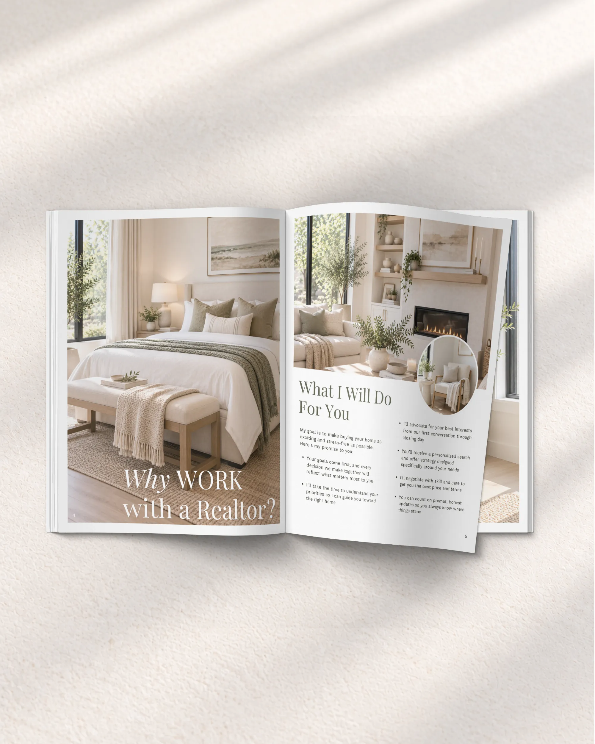 Sage Green Real Estate Buyers Guide Template for Canva, Listing Presentation 16-page Home packet with Questionnaire