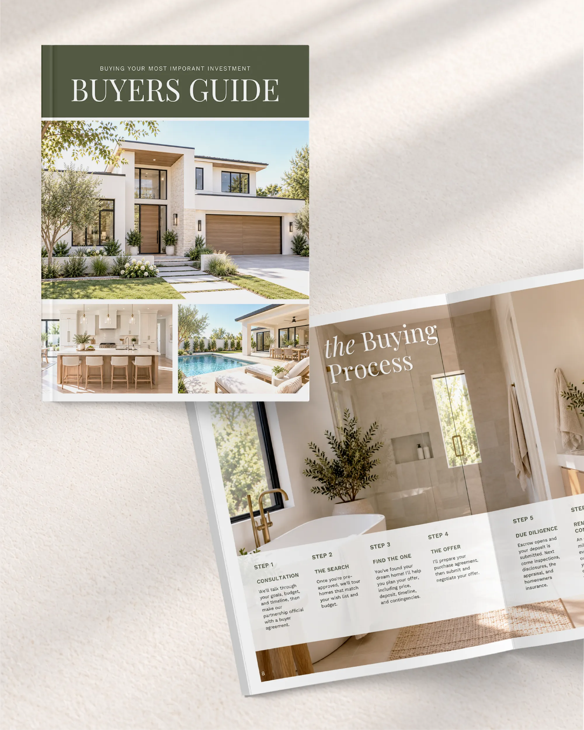 Sage Green Real Estate Buyers Guide Template for Canva, Listing Presentation 16-page Home packet with Questionnaire
