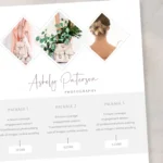 Canva pricing guide for photographers editable template showing photography packages and pricing layout