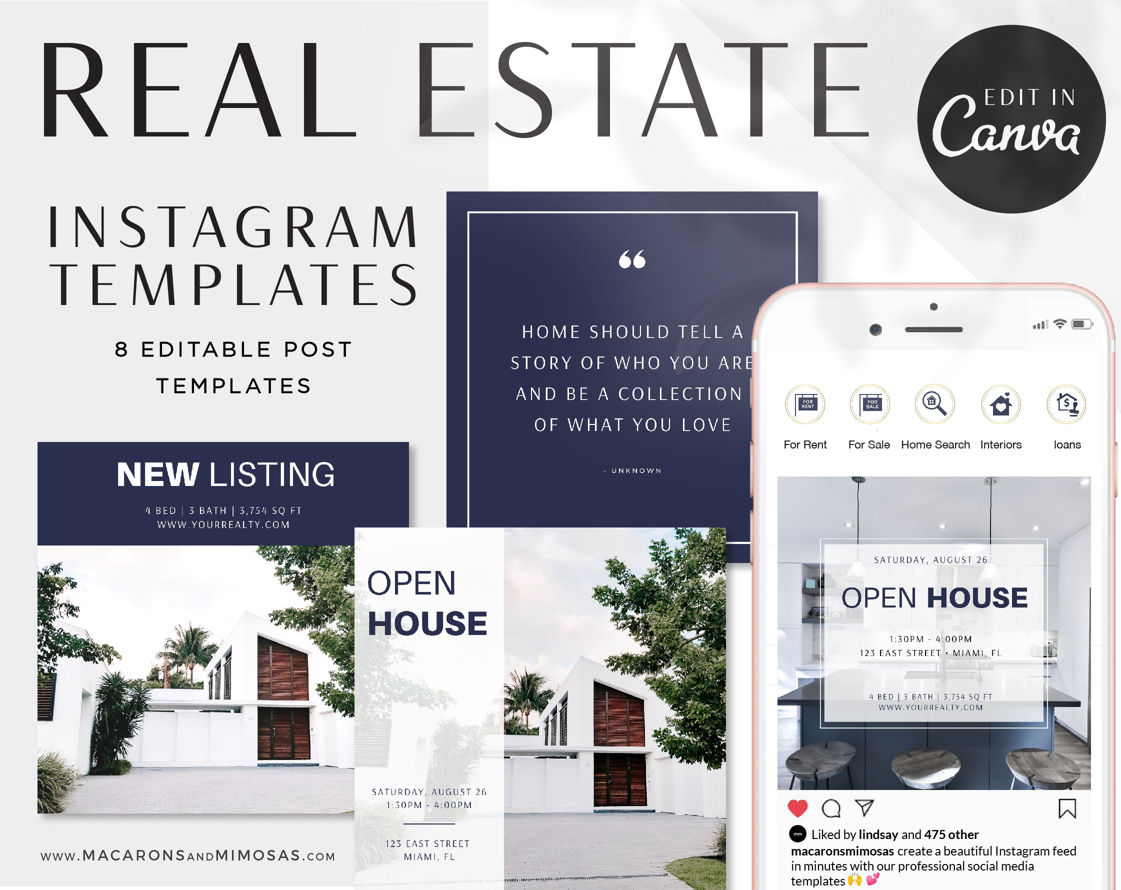 Design Templates Stationery Real Estate Marketing Canva Template Real 