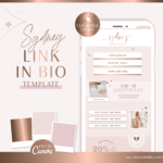 Rose Gold Link in Bio Page Template for Canva, Pink Instagram Templates for Reels, Ditch LinkTree Microsite for Instagram Profiles