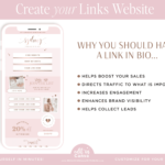 Rose Gold Link in Bio Page Template for Canva, Pink Instagram Templates for Reels, Ditch LinkTree Microsite for Instagram Profiles