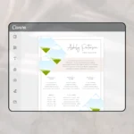 Luxury photography branding template editable in Canva showing pricing and brand presentation layout