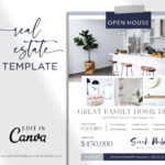 Real Estate Flyer Template, Canva Marketing Open House Listing Design, Just Listed Home Flyer Sheet, House for Sale Template