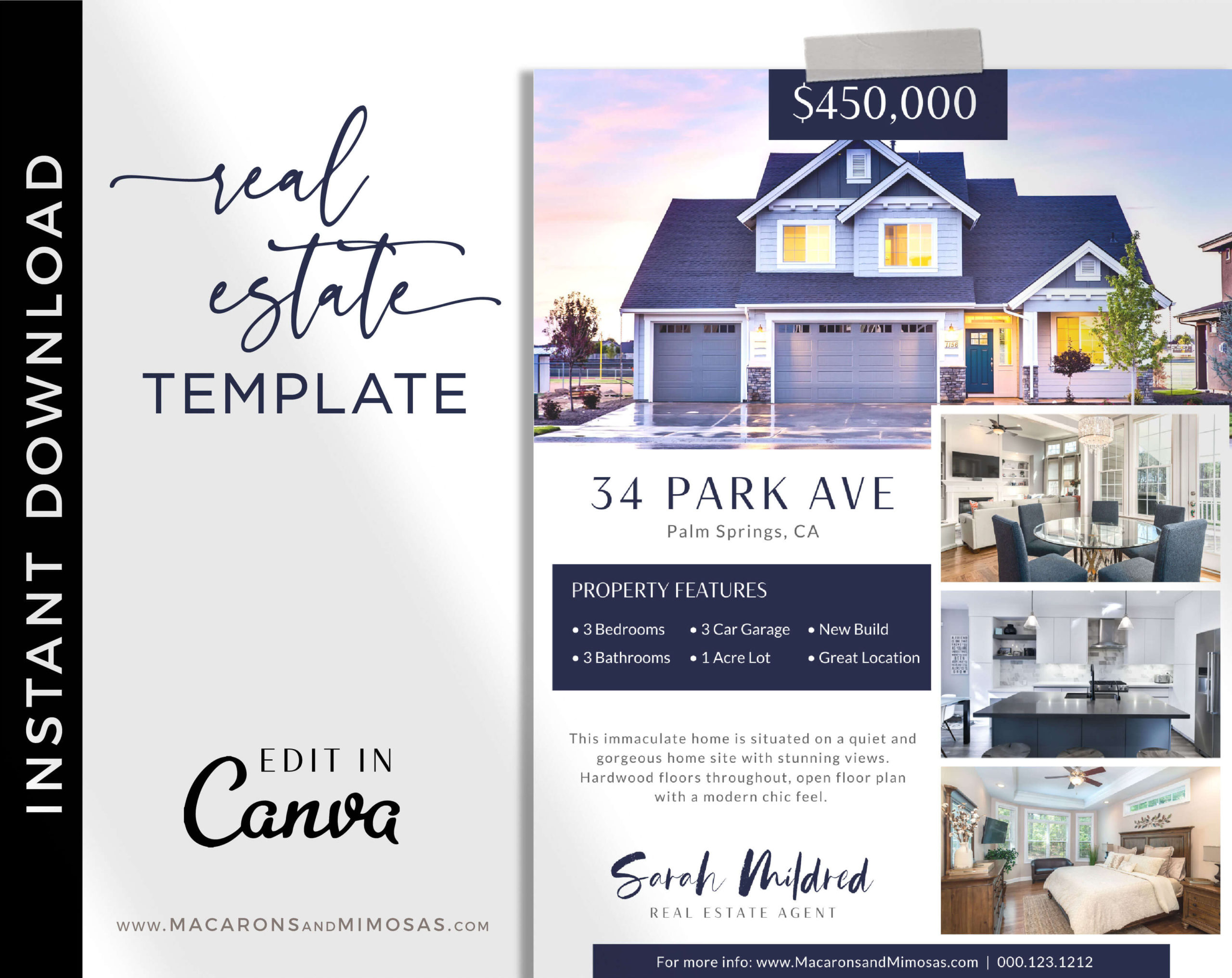 Realtor Open House Flyer Template for Canva • Macarons and Mimosas