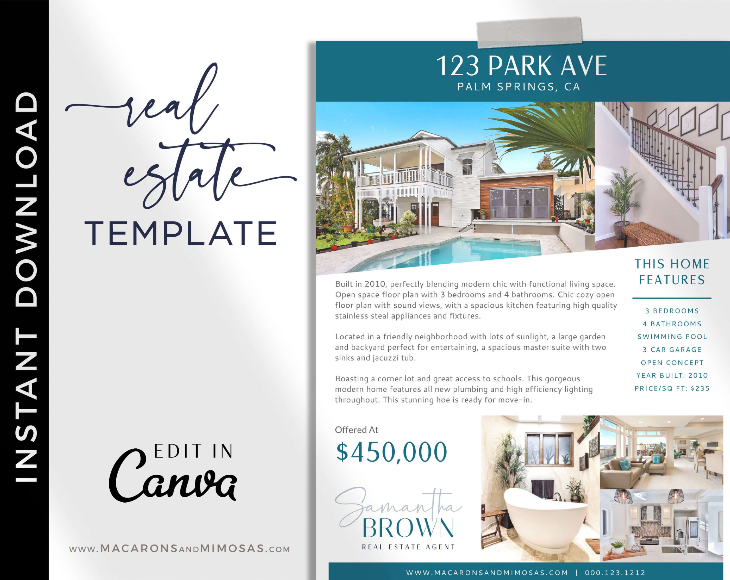 Real Estate Just Listed Template For Canva Macarons And Mimosas