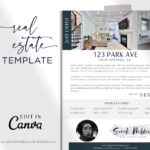 Open House Flyer Template, Real Estate Just Listed Home Flyer Sheet, Canva Marketing New House Listing, Realty House for Sale Template