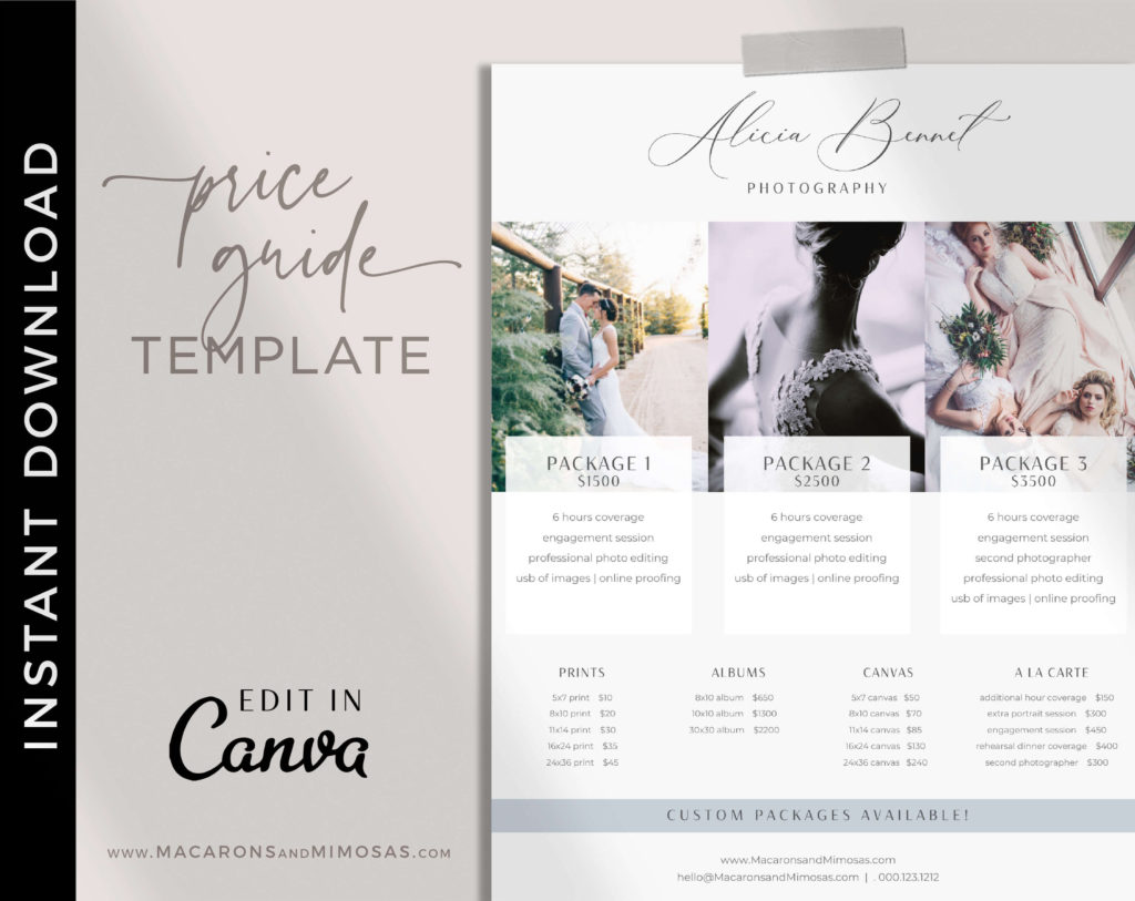 Pricing Guide Template for Photography • Macarons and Mimosas