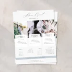 Photographer price list template editable in Canva showing photography pricing and package layout