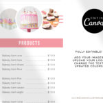 Bakery Price Sheet, Rack Card for Cakes, Price Sheet Menu for Cupcakes Treats and Desserts, Editable Bespoke Bakery Price Sheets