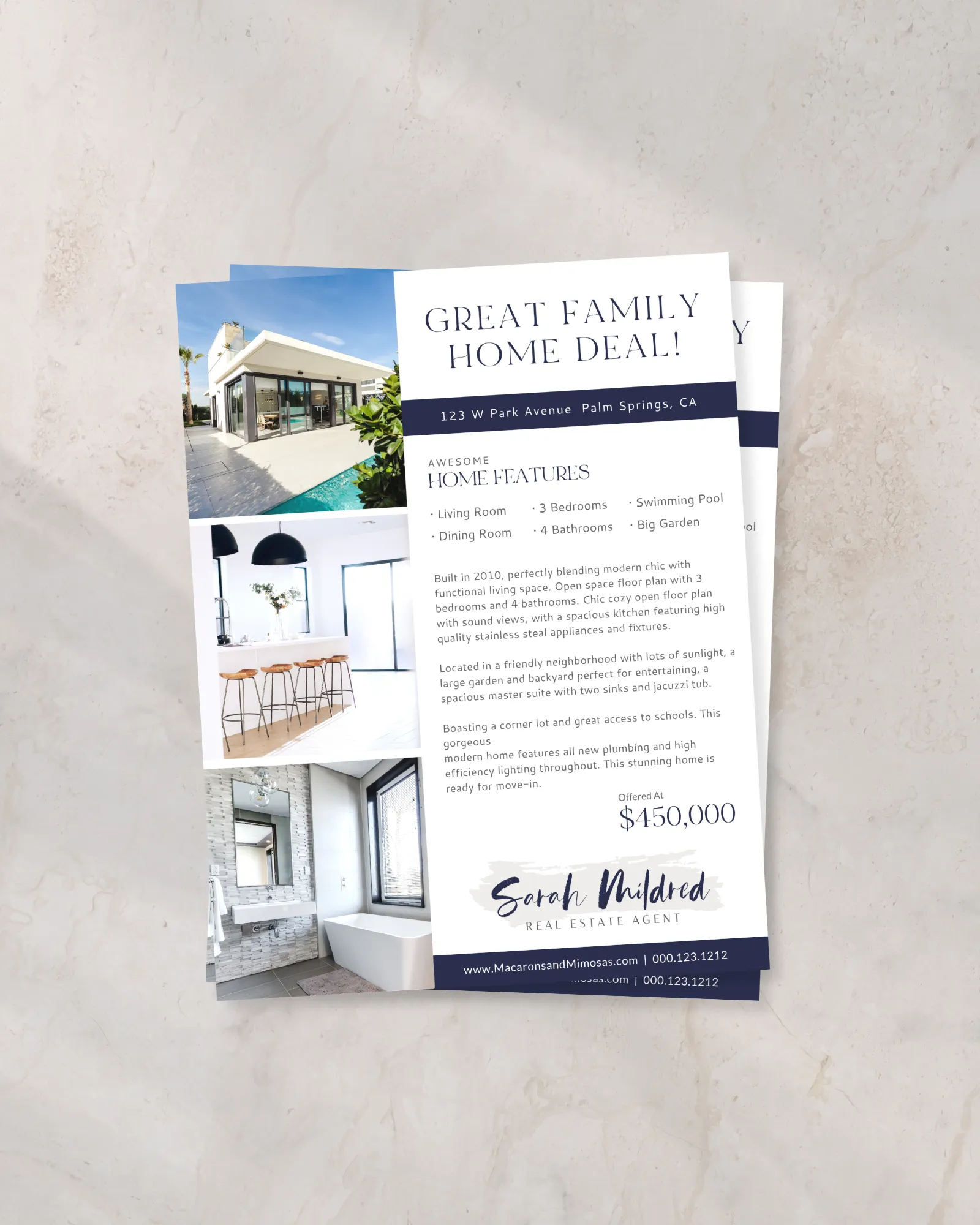 Real estate feature sheet template for property listings