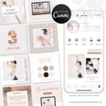 Pinterest templates, Boho Instagram Post Templates for Canva Fashion Infuenser Instagram Templates