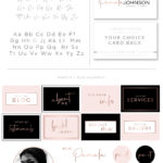 Cookie Bake Logo Design and Branding Kit with Business Cards for Custom Cakes Bakery in Rose Gold Pink for Instagram Brand Package