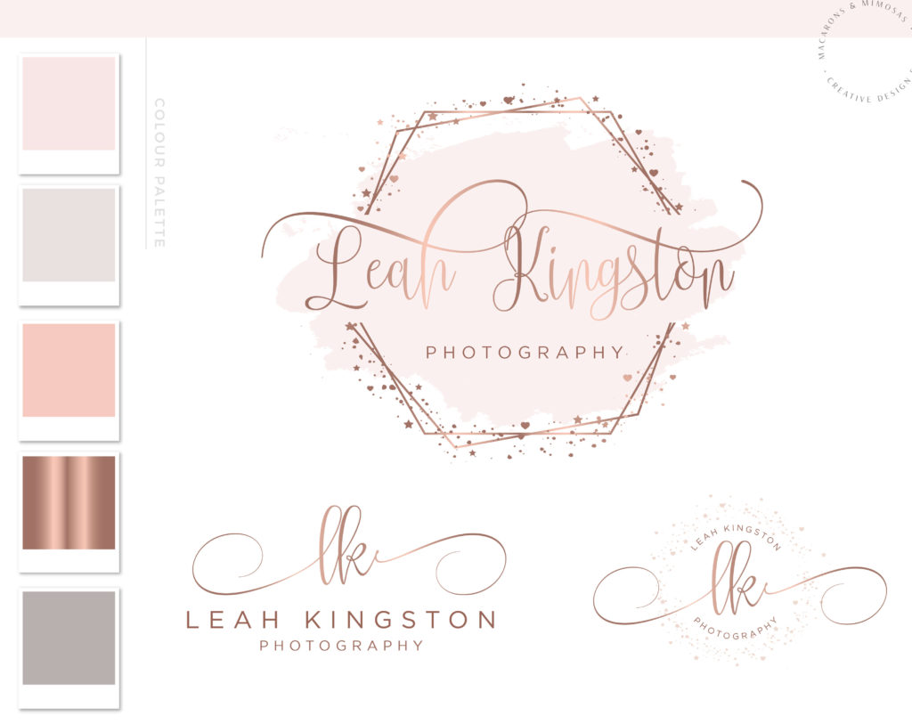 Stars and Hearts Logo Design • Macarons and Mimosas