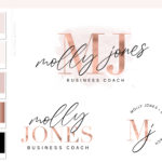 Pink Watercolor Logo Design, Modern Business Signature Logo, Elegant Creative branding kit, semi-Custom chic minimalist branding package