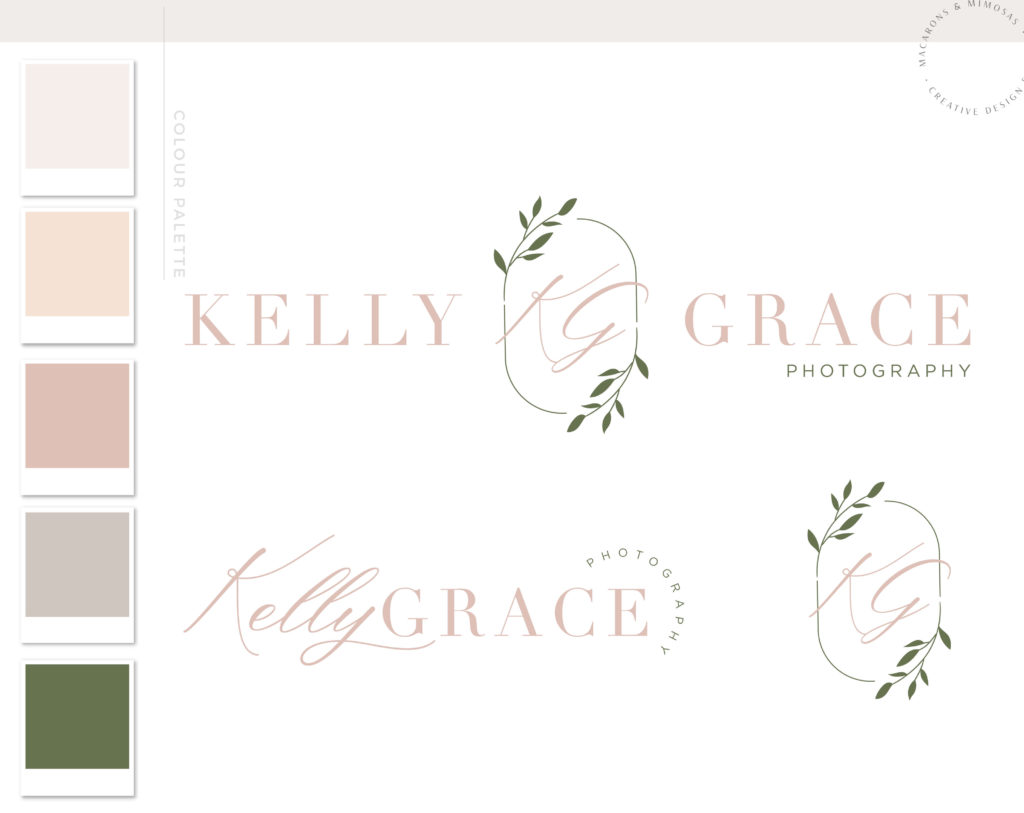 Green Leaf Logo Design • Macarons and Mimosas