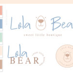 Bear Logo Design, Premade Boho Baby Boutique Circle Dots, Watercolor Photography Branding Kit, Children Kids Branding Kit Mint Green Script