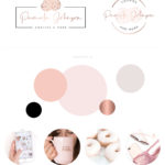 Cookie Bake Logo Design and Branding Kit with Business Cards for Custom Cakes Bakery in Rose Gold Pink for Instagram Brand Package