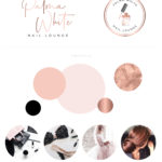 Nail Salon Logo design for Beauty Nail Artist and Watermark Rose Gold Nail Polish with a Custom Brand Kit and Package