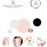 Premade Cake Branding, Pastry Bag Bakery logo Design with Hearts, Watercolor Logo Artisan Cakes, Food Brand and Watermark