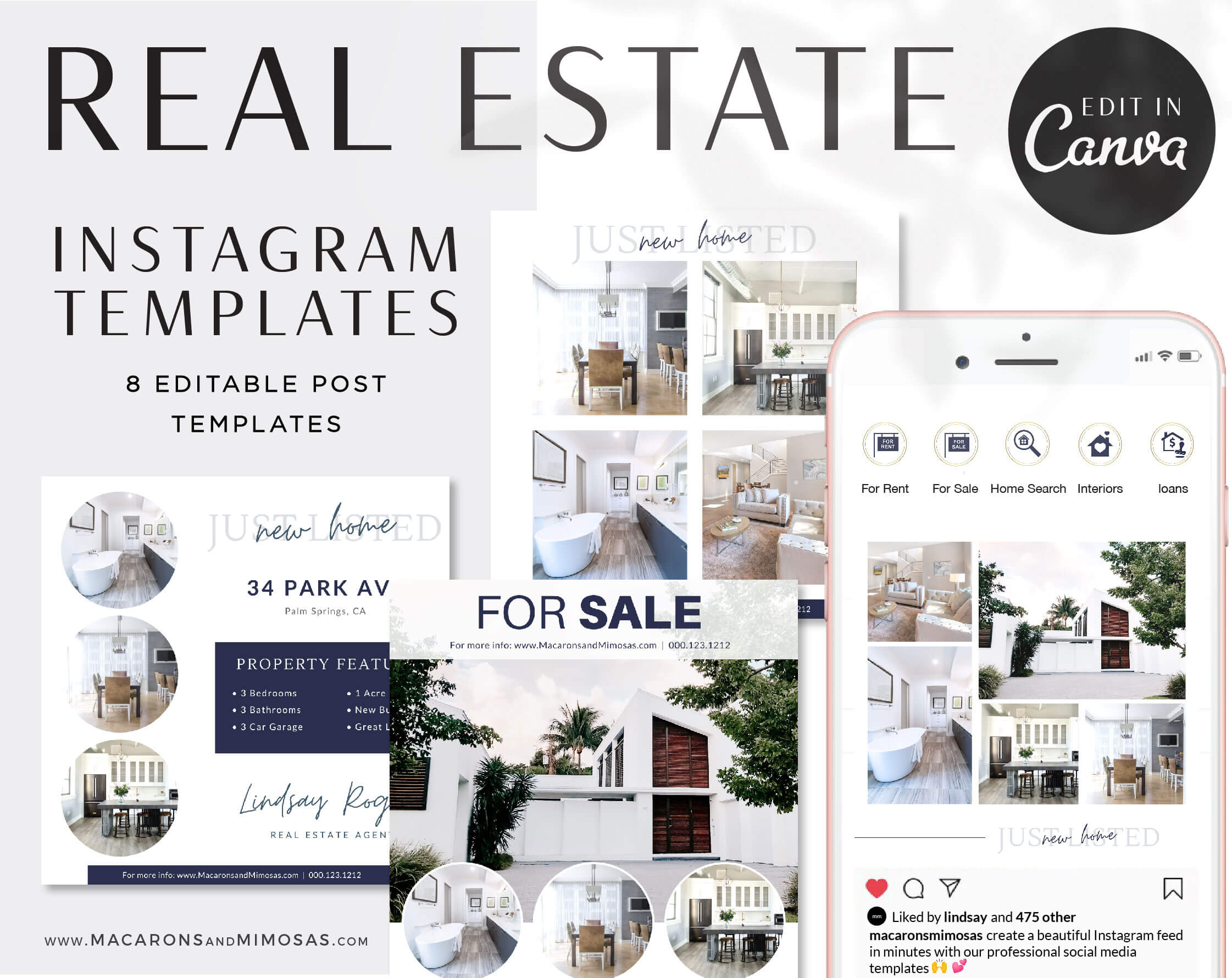 Canva Template 100 Real Estate Instagram Templates Real Estate Agent Social Media Bundle Editable Instagram Posts For Realtors Marketing