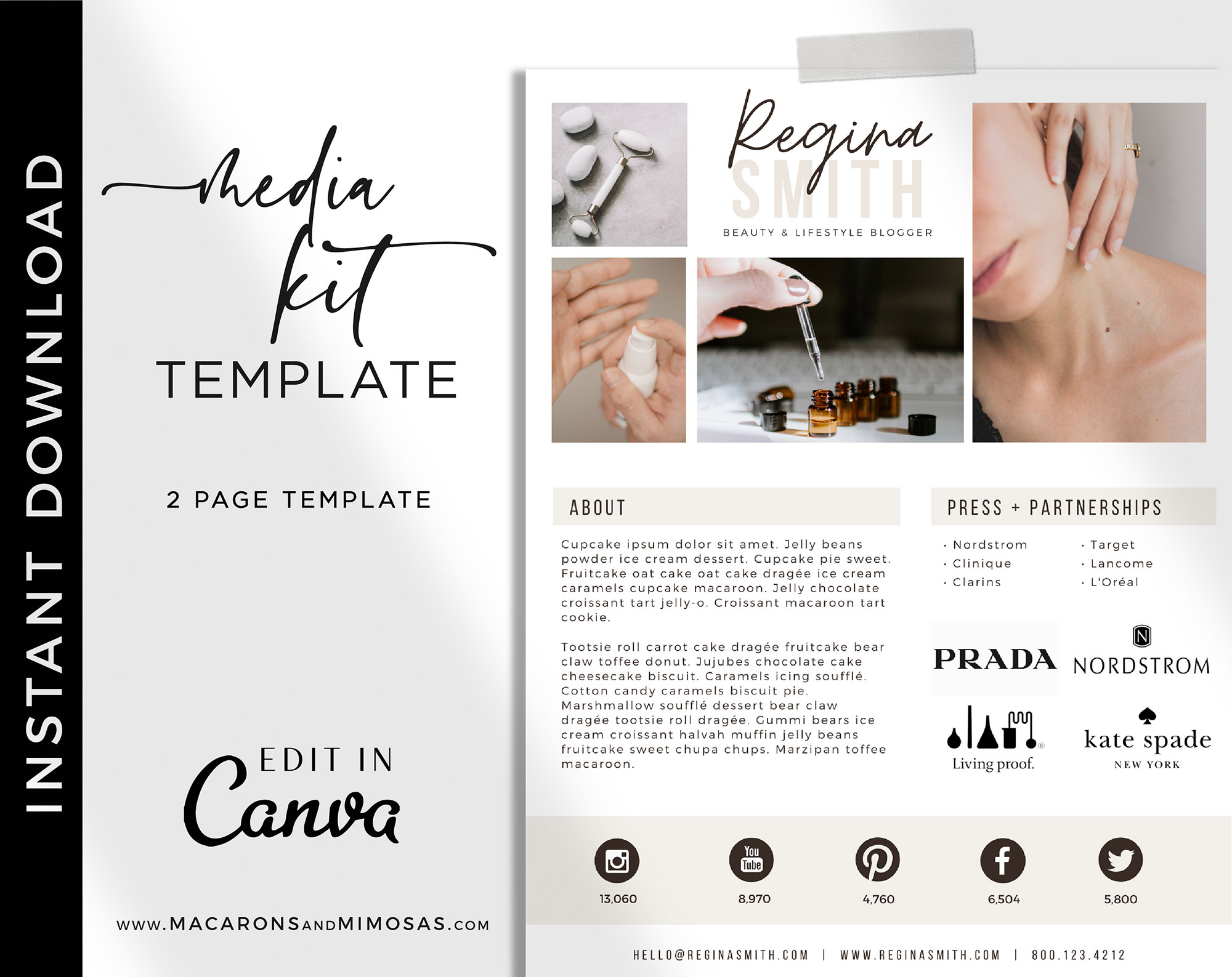 Regina Media Kit Template Macarons And Mimosas