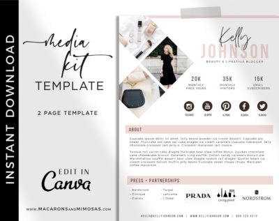 Media Kit Template for Canva, Instagram Brand Ambassador Media Kit Template, Press Kit, Pitch Kit, Blogger Template, Influencer Media Kit