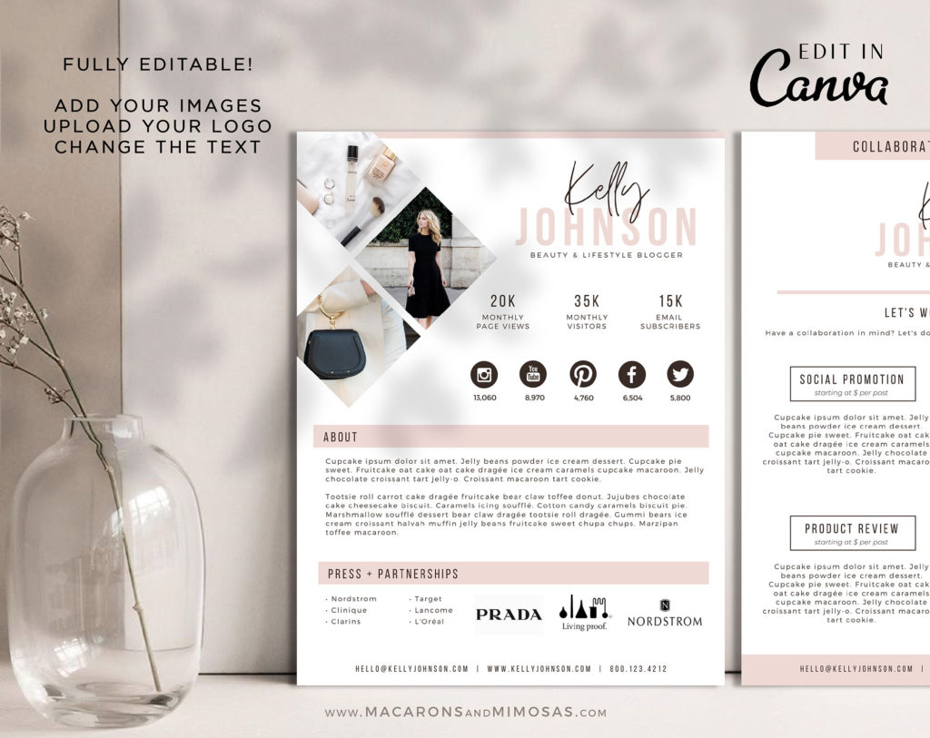 Kelly // Media Kit Template • Macarons and Mimosas