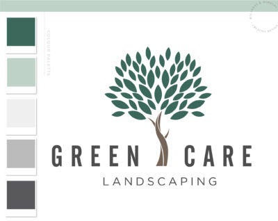 Landscaping Logo Design, Lawn Care and Service Logo, Garden Blog, Organic Brand, Plant Logo, Small Business Branding, Botanical Logo