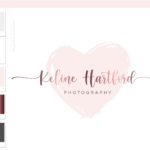 Heart Logo, Signature Logo Design, Pink Watermark Logo Branding, Watercolor logo, Photography Logo, Beauty Blogger Logo