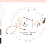 Spray Tan Logo Design, Tanning Branding Watermark, Stars Heart Spray Gun Mobile Tanning Logo Package, Rose Gold Premade watercolor Logo