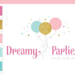 Balloon Logo, Event Planner Logo, Party Decoration Logo, Wedding Planner Logo, Party Planner Glitter Feminine Logo, Premade Branding Kit