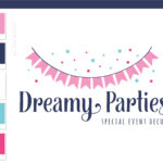 Party Planner Banner Logo, Event Planner Logo, Party Decoration Logo, Wedding Planner Logo, Rose Gold Feminine, Premade Branding Kit
