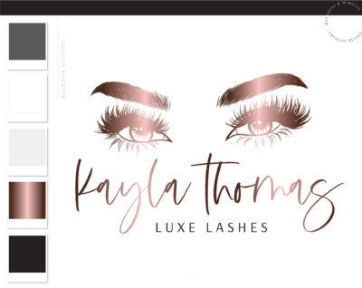 Lash Technician Logo Design, Eyelash Salon Branding Kit for Beauty Artists and Bloggers, Premade Mink Eyelash Logo Template for Brows