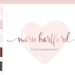 Heart Logo, Pink Watermark Heart Logo Branding, Watercolor logo, Photography Logo, Beauty Blogger Logo, Signature Logo Design
